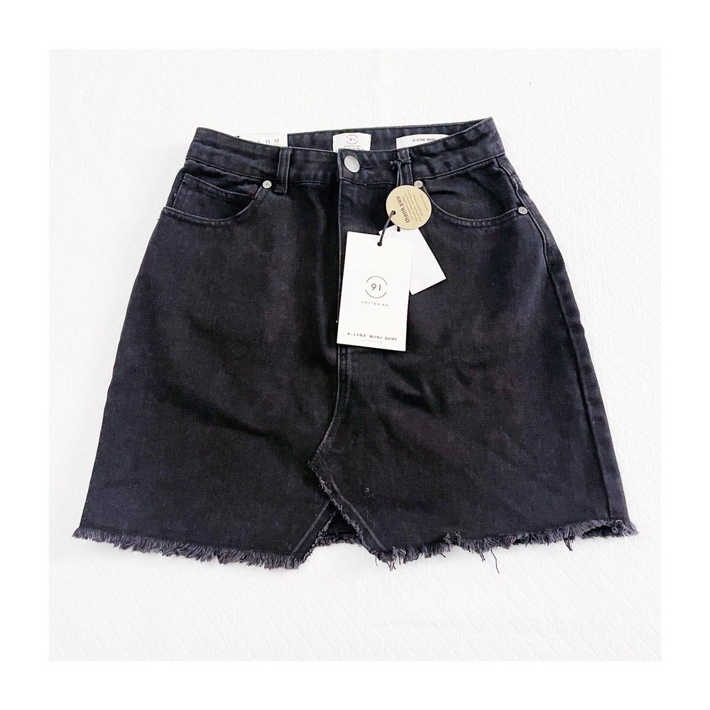 Cotton On 91 The Re-Made Mini A Line Mini Skirt Frayed Hem SZ6